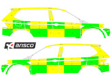 Striping Volkswagen Tiguan Allspace 2018 - Battenburg Grun / Gelb / Wei  KIT  links   rechts 