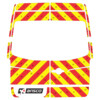 Striping Mercedes Sprinter H2 - Chevrons T7500 Rouge/Jaune 10 cm - Portes 180  avec vitres