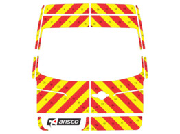 Striping Mercedes Sprinter H2 - Chevrons T7500 Rouge/Jaune 10 cm - Portes 180  avec vitres