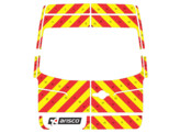 Striping Mercedes Sprinter H2 - Chevrons  T7500 Rood/Geel 10 cm - deuren 180  met ruiten