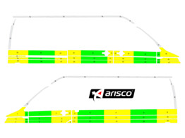 Striping Volkswagen Transporter T6 2019 L2H2 - Half Battenburg T11500 Grun / Gelb / Wei  KIT  links