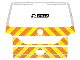 Striping Volkswagen Transporter T6 2019 H1 - Chevrons T11500 Orange/Jaune/Blanc 10 cm couvercle de c