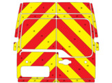 Striping Opel Movano/Renault Master 2013- achteraan ROOD/GEEL 20 cm