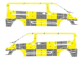 Striping Ford Transit Custom L2H1Traffic officer Kit Yellow/black 2 schuifdeuren