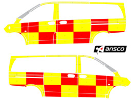 Striping Mercedes Vito 2015 A2 - Battenburg T11500 Red/Yellow/White  left   right  2 sliding doors -