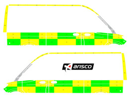 Striping Mercedes Sprinter 2019 L2H2 - Battenburg Avery Prismatic T11500 Grun / Gelb / Wei  KIT  lin