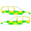 Striping Volvo XC70 2008-2016 Battenburg Vert/Jaune/Blanc  gauche   droit  AZ Delta 1-UDH-839