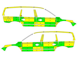 Striping Volvo XC70 2008-2016 Battenburg Groen/Geel/Wit  links   rechts  AZ Delta 1-UDH-839