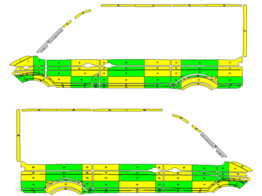 Striping MAN TGE/Volkswagen Crafter L3H3 2018- Battenburg Green/Yellow/White KIT  left  right  2 sli