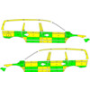 Striping Volvo XC70 2008-2016 Battenburg T11500 Groen/Geel/Wit  links   rechts  Jessa ziekenhuis Hasselt 443-BKY