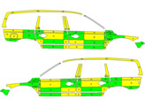 Striping Volvo XC70 2008-2016 Battenburg T11500 Grun/Gelb/Wei   links   rechts  Jessa ziekenhuis Has