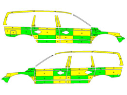 Striping Volvo XC70 2008-2016 Battenburg Green/Yellow/White  left   right  Vivalia SCRL 1-AMZ-510