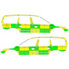 Striping Volvo XC70 2008-2016 Battenburg Green/Yellow/White  left   right  AZ Delta 1-TTW-149