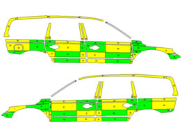 Striping Volvo XC70 2008-2016 Battenburg Green/Yellow/White  left   right  AZ Delta 1-TTW-149