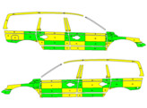 Striping Volvo XC70 2008-2016 Battenburg Grun/Gelb/Wei   links   rechts  AZ Delta 1-TTW-149