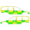 Striping Volvo XC70 2008-2016 Battenburg Green/Yellow/White  left   right  AZ Jan Palfijn 1-DUU-108