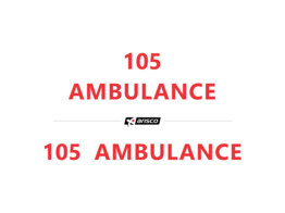 Inscription  105 AMBULANCE   capot et portes arriere 