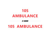 Inscription  105 AMBULANCE   capot et portes arriere 