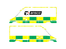 Striping Mercedes Sprinter 2006 L2H2 - Battenburg T11500 Green/Yellow/White  left   right  1 sliding