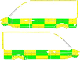 Striping Volkswagen Crafter 2017 L3H3 - Battenburg T11500 Groen/Geel/Wit  links   rechts  2 schuifdeuren RKV Lier