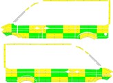 Striping Volkswagen Crafter 2017 L3H3 - Battenburg T11500 Groen/Geel/Wit  links   rechts  2 schuifdeuren RKV Lier