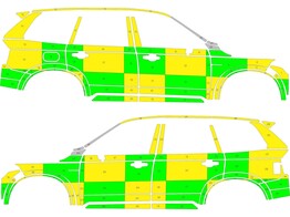 Striping Volvo XC90 2020 - Battenburg T11500 Vert/Jaune/Blanc   facade laterale ST6 - SMUR Groupe Sa