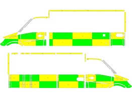 Striping Mercedes Sprinter Box Body Strobel Hesbaye Battenburg Green/Yellow/White KIT  left   right 