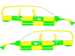 Striping Volvo XC70 2008-2016 Battenburg T11500 Green/Yellow/White  left   right  ASZ Aalst 1-FTH-08