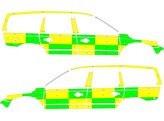 Striping Volvo XC70 2008-2016 Battenburg T11500 Grun/Gelb/Wei   links   rechts  ASZ Aalst 1-FTH-081