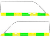 Striping Mercedes Sprinter 2018 L2H2 - Half Battenburg T11500 Groen/Geel/Wit  links   rechts  1 schuifdeur Rechts