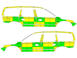 Striping Volvo XC70 2008-2016 Battenburg Green/Yellow/White  left   right  AZ Groeninge 1-BVR-889