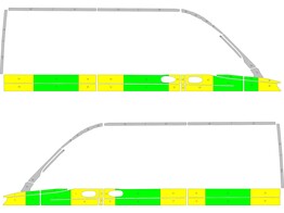 Striping Mercedes Sprinter 2018 L2H2 - Half Battenburg T11500 Groen/Geel/Wit  links   rechts  2 schuifdeuren