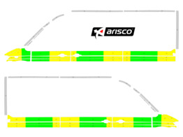 Striping Volkswagen Crafter 2017 L3H3 - Half Battenburg T11500 Green/Yellow/White  left   right  2 s