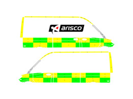 Striping Mercedes Sprinter 2018 L2H2 - Battenburg T11500 Yellow/Green/White  left   right  1 sliding