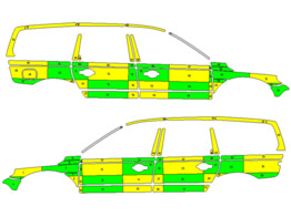 Striping Volvo XC70 2008-2016 Battenburg Green/Yellow/White  left   right  AZ Delta 1-SRJ-619