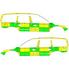 Striping Volvo XC70 2008-2016 Battenburg Vert/Jaune/Blanc  gauche   droite  AZ ALMA 1-SLP-153