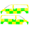 Striping Mercedes V-Class 2019 - Battenburg T11500 Green/Yellow/White  left   right  - UZ Gent