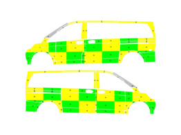 Striping Mercedes V-Class 2019 - Battenburg T11500 Green/Yellow/White  left   right  - UZ Gent