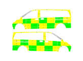 Striping Mercedes V-Class 2019 - Battenburg T11500 Green/Yellow/White  left   right  - UZ Gent