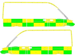 Striping Mercedes Sprinter 2018 L2H2 - Battenburg Avery T11500 Vert/Jaune/Blanc  gauche   droite  2