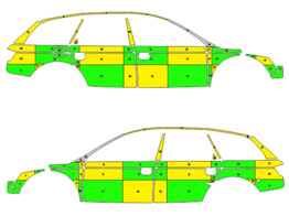 Striping Audi A6 Avant Allroad SMUR Battenburg Vert/Jaune/Blanc  gauche   droite  1-CFN-301