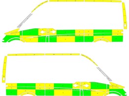 Striping Mercedes Sprinter L2H2 Battenburg Green/Yellow/White  left   right  2 sliding doors 1-KSJ-3