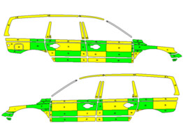 Striping Volvo XC70 2008-2016 Battenburg Green/Yellow/White  left   right  Sint-Andriesziekenhuis 1-