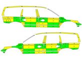 Striping Volvo XC70 2008-2016 Battenburg Groen/Geel/Wit  links   rechts  Sint-Andriesziekenhuis 1-GNJ-611