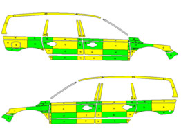 Striping Volvo XC70 2008-2016 Battenburg Green/Yellow/White  left   right  AZ West 1-HDR-197