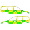 Striping Volvo XC70 2008-2016 Battenburg Green/Yellow/White  left   right  CHU Tivoli 1-CJX-174