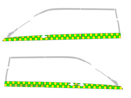 Striping Ford Transit Custom 2019 L2H2 - Battenburg double rangee de carreaux  cotes de 100mm  JAUNE