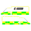 Striping Mercedes Sprinter Strobel Box Body - Battenburg T11500 Green/Yellow/White KIT  left   right