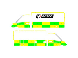 Striping Mercedes Sprinter Strobel Box Body - Battenburg T11500 Green/Yellow/White KIT  left   right