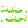 Striping Volvo XC70 2008-2016 Battenburg Green/Yellow/White  left   right  ZOL 1-FXJ-635